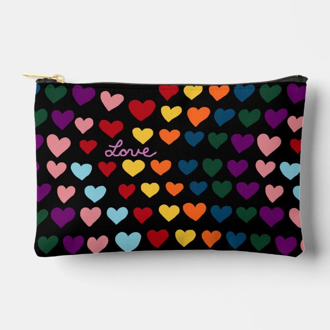 Pochette À Accessoires Amour avec arc-en-ciel de cœurs (Recto)