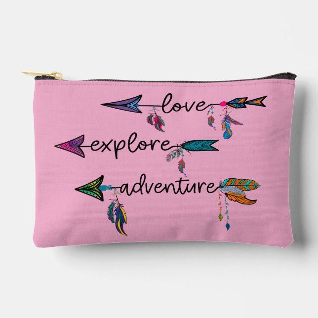 Pochette À Accessoires Amour Explore Aventure Arrow Tribal Boho Design (Recto)