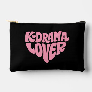 Pochette À Accessoires Amoureux de Kdrama Cœur Rose Typographie Simple No