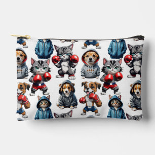 Pochette À Accessoires Amusante Boxe Chat Chien Motif Design