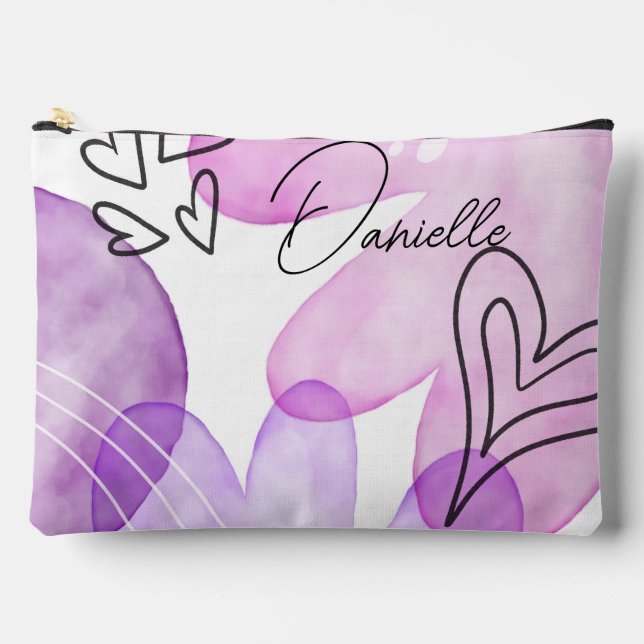 Pochette À Accessoires Amusants Doodle Coeurs et Fleurs sur mesure (Recto)