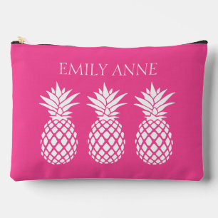 Pochette À Accessoires Ananas blancs chic sur fond rose