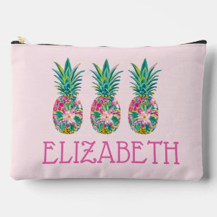 Pochette À Accessoires Ananas tropical rose et vert