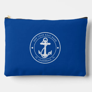 Pochette À Accessoires Ancre de bateau bleu marine et nom personnalisé