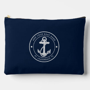Pochette À Accessoires Ancre de bateau nautique et nom personnalisé