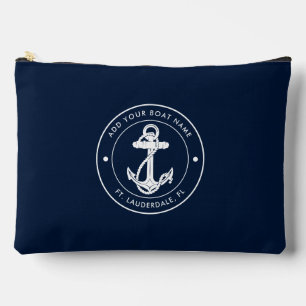 Pochette À Accessoires Ancre de bateau nautique et nom personnalisé Crois