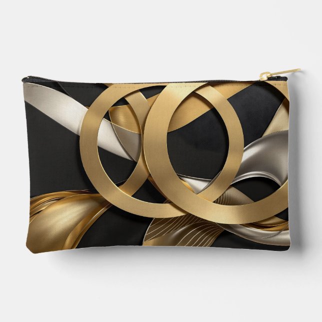 Pochette À Accessoires Anneaux d'or Art Abstrait - Design moderne de luxe (Verso)