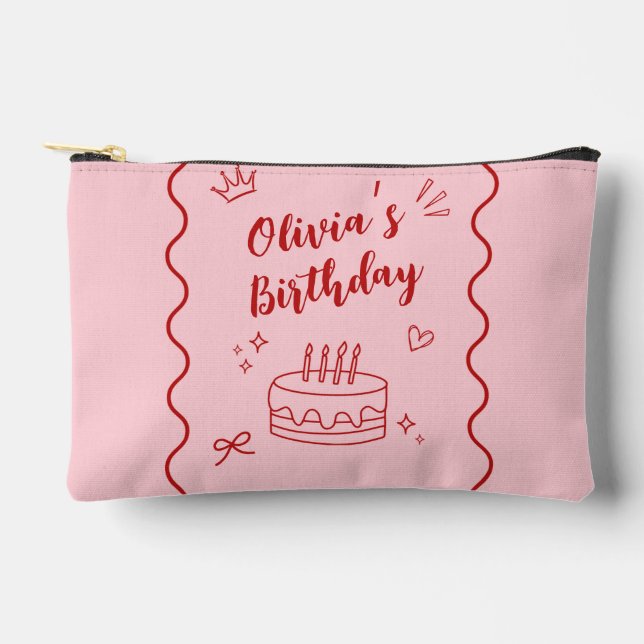 Pochette À Accessoires Anniversaire rouge et rose (Recto)