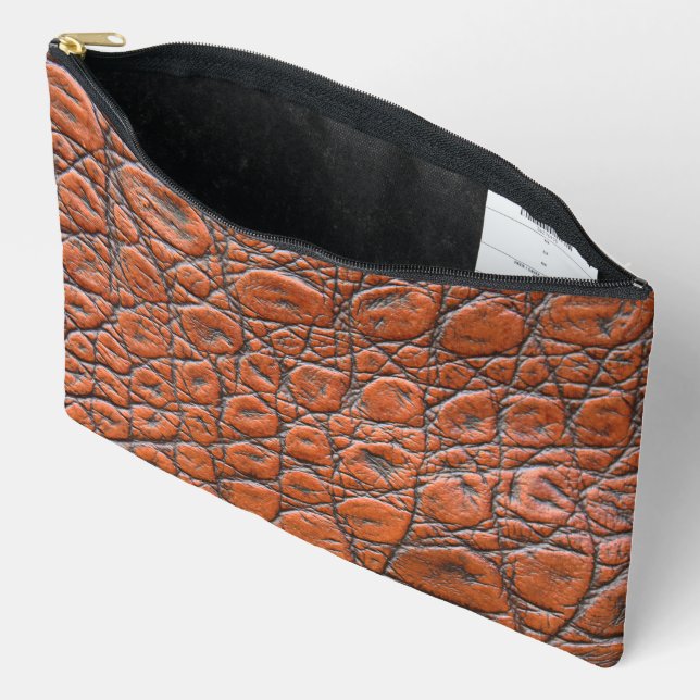 Pochette À Accessoires apparence fausse en cuir de crocodile (Ouvrir)
