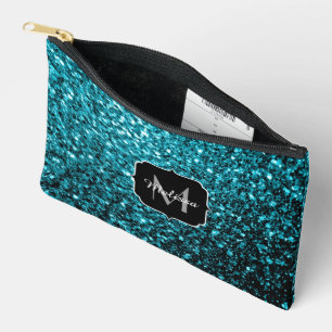 Pochette À Accessoires Aqua bleu faux parties scintillant scintille Monog
