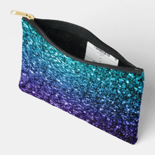 Pochette À Accessoires Aqua blue ombre fausse parties scintillant scintil