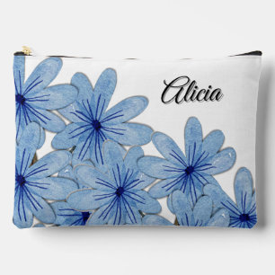 Pochette À Accessoires Aquarelle Bleu Fleurs sauvages Nom du bouquet