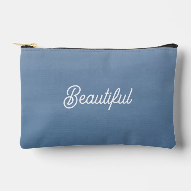 Pochette À Accessoires Aquarelle bleu poussiéreux (Recto)
