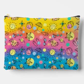 Pochette À Accessoires Aquarelle bleu rose jaune Aqua Plage mignonne