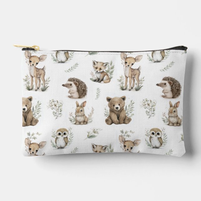 Pochette À Accessoires Aquarelle d'animaux mignons de la forêt (Recto)