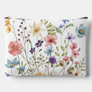 Pochette À Accessoires Aquarelle de fleurs sauvages romantiques 