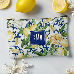Pochette À Accessoires Aquarelle de la côte d'Amalfi Monogramme de citron