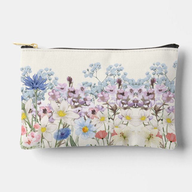 Pochette À Accessoires Aquarelle Fleur sauvage Pré floral Pouch (Recto)