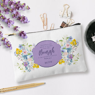 Pochette À Accessoires Aquarelle Flore Écriture Verse Personnalisé