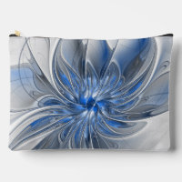 Aquarelle gris bleu Abstrait Fractal Art Flower