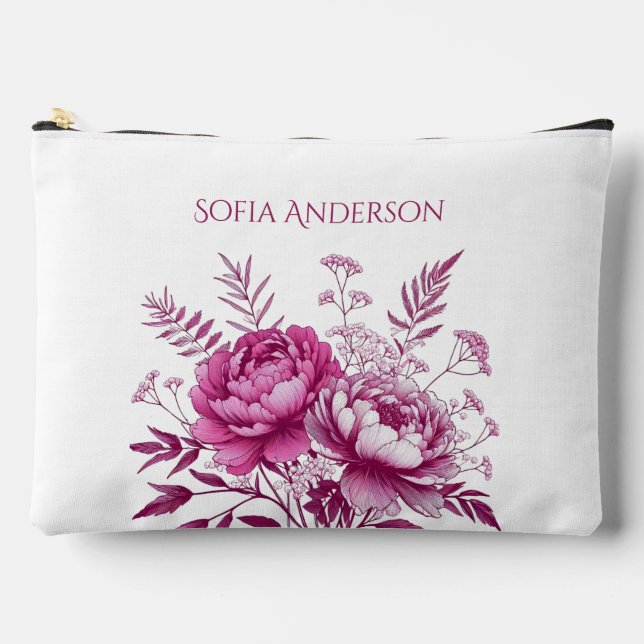 Pochette À Accessoires Aquarelle Magenta Peony (Recto)