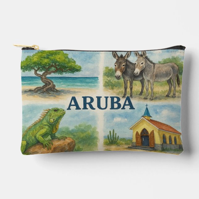 Pochette À Accessoires Aquarelle multivu d'Aruba (Recto)