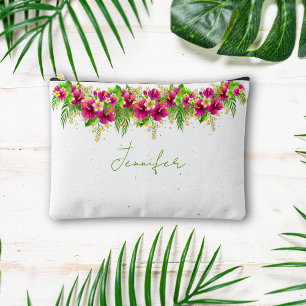 Pochette À Accessoires Aquarelle tropicale rose Personnaliser