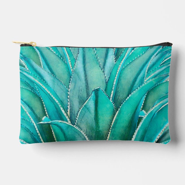 Pochette À Accessoires Aquarelle Turquoise Agave (Recto)