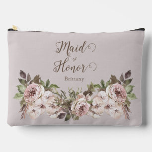 Pochette À Accessoires Aquarelle vintage Dusty Rose Floral Maid of Honor