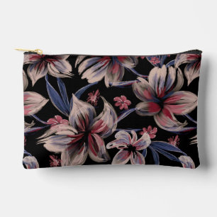 Pochette À Accessoires Aquarelles Crimson Floral sur noir