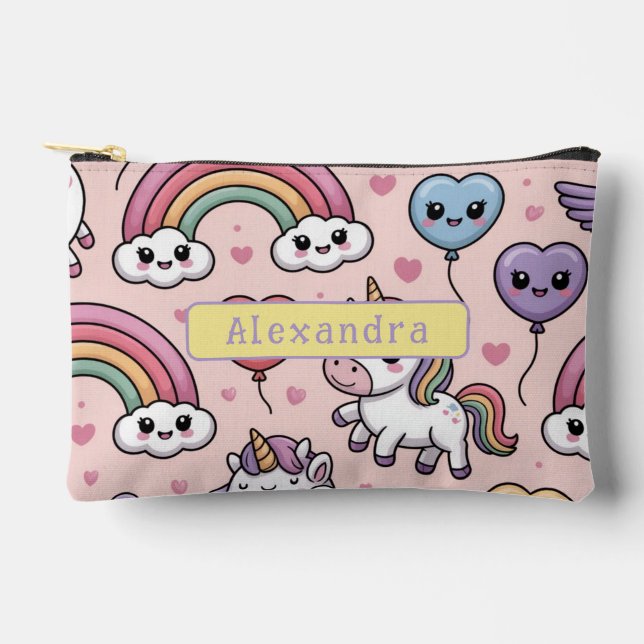 Pochette À Accessoires Arc-en-ciel Licorne Mignonne (Recto)