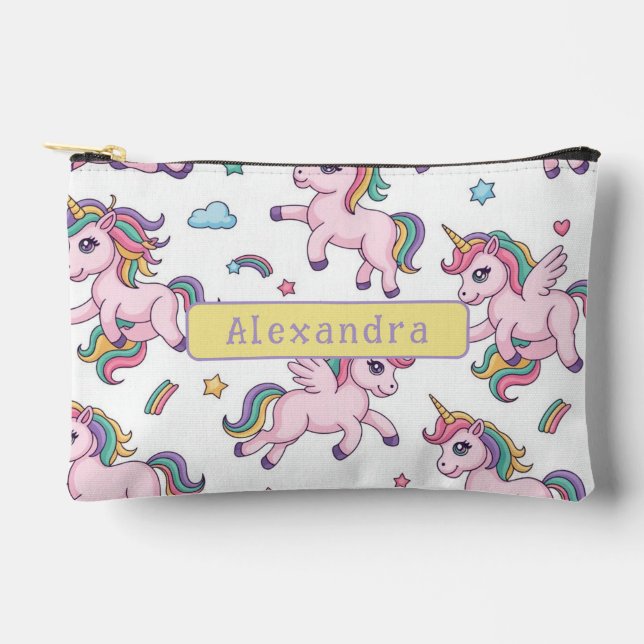 Pochette À Accessoires Arc-en-ciel Licorne Mignonne (Recto)