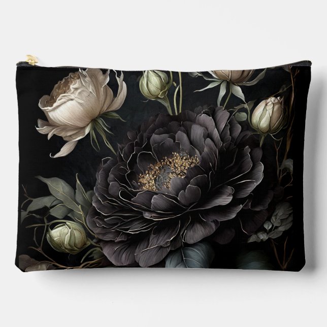 Pochette À Accessoires Arrangement gothique Rose Fleur noire (Recto)