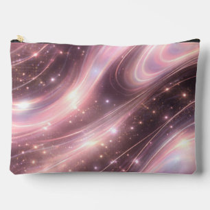 Pochette À Accessoires Art de l'IA à motifs spatiaux rose poudré et noir 