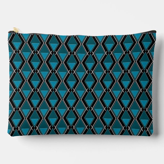 Pochette À Accessoires art déco de motif bleu noir (Recto)