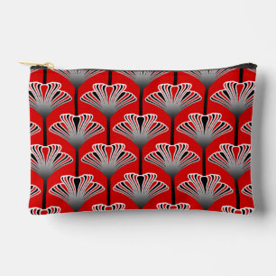 Pochette À Accessoires Art déco Lily, Deep Red and Grey / Grey