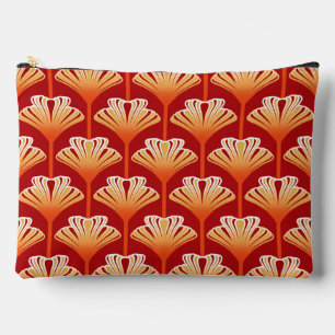 Pochette À Accessoires Art Déco Lily, Tangerine Orange et Or