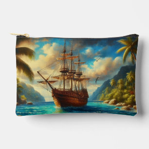 Pochette À Accessoires Art des navires de plage des Caraïbes/tropicale