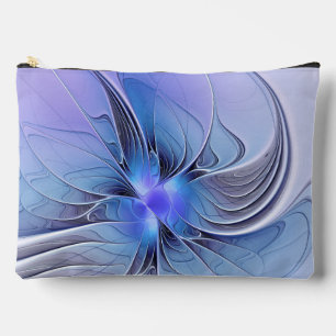 Pochette À Accessoires Art fractal moderne abstrait bleu lavande