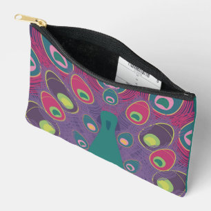 Pochette À Accessoires Art moderne abstrait paon violet