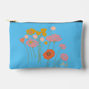 Pochette À Accessoires Art Moderne Joyeux Fleurs sauvages colorés +Initia