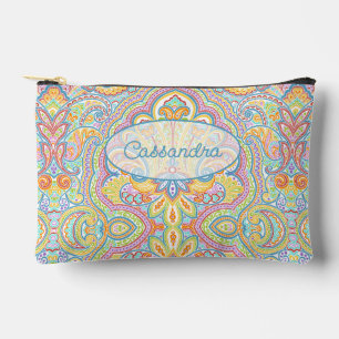 Pochette À Accessoires Art personnalisé bleu rose violet orange paisley