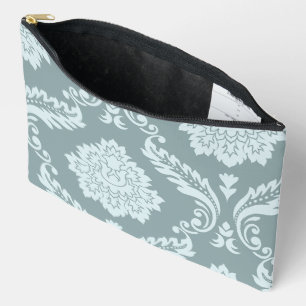 Pochette À Accessoires Art Rococo Damassé I Bleu Canard+Turquoise