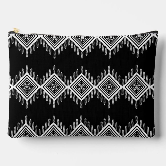 Pochette À Accessoires Art tribal noir et blanc (Recto)