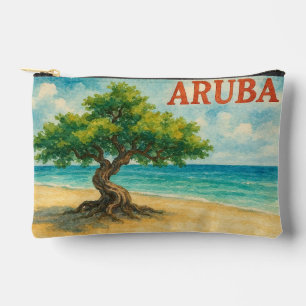 Pochette À Accessoires Aruba Divi Tree Eagle Beach aquarelle