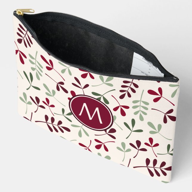 Pochette À Accessoires Asstd Motif Feuille Reds Grns Crm (Personnalisé) (Ouvrir)