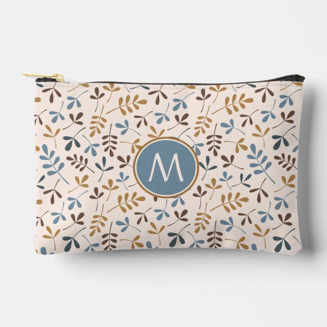 Pochette À Accessoires Astd Feuille Rpt Ptn Bls Brwn Gld Crm (Personnalis (Recto)