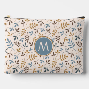 Pochette À Accessoires Astd Feuille Rpt Ptn Bls Brwn Gld Crm (Personnalis