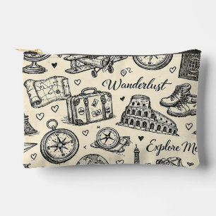 Pochette À Accessoires Aventures de voyage vintage motif sans couture
