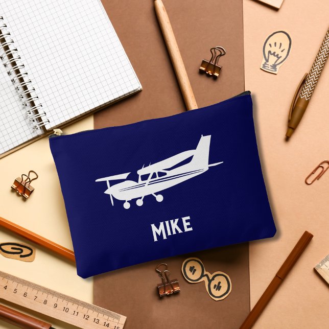 Pochette À Accessoires Avion cool Cessna, Simple, Bleu, Aviation (Créateur téléchargé)